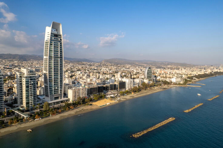 Drone Aerial View Of Coastal Area Of Limassol City In Cyprus Europe