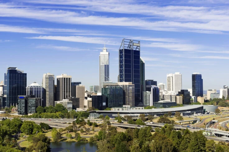 Perth City Skyline In Australia