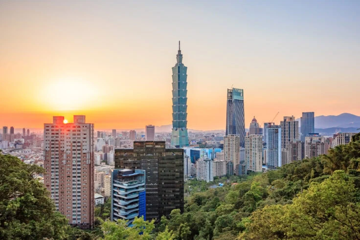 Taipei, Taiwan City Skyline At Sunset From View Of Taipei City, Make A Hike To The Top Of Elephant Mountain